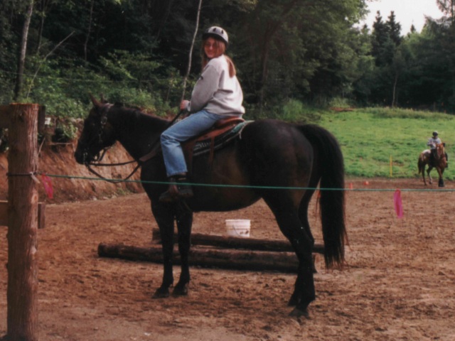 Elizabeth learning to ride at Highland Wilderness Tours in Maynooth, Ontario near Bancroft