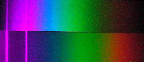 Fluorescent spectrum - Calcite - Halecombe Quarry, Mendips, England - top shortwave UV, bottom longwave UV