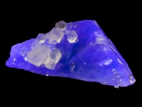 Calcite on fluorite, El Hammam, Morocco (longwave UV)