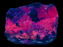 Franklin marble with unidentified fluorescent minerals, Limecrest Quarry, Sparta Township, Sussex Co., New Jersey (shortwave UV)