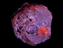 Aragonite, calcite - Namib Lead Mine, Namibia (shortwave UV)