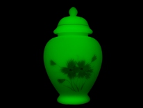 Hand painted Fenton ginger jar (longwave UV)