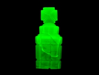 Uranium glass bottle (longwave UV)