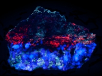 Calcite, Fluorite - Rainbow Mine, Weldon Hill, Maricopa Co.,Arizona (longwave, midrange UV)