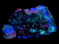 Calcite, Fluorite, Willemite - Purple Passion Mine, Wickenburg, Yavapai County, Arizona (longwave, midrange, shortwave UV)