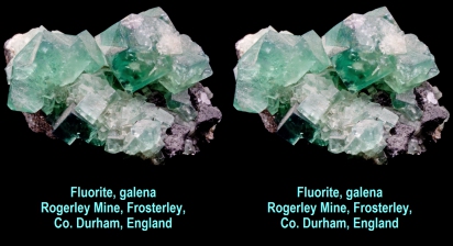 Fluorite, galena - Rogerley Mine, Frosterley, Co. Durham, England - fluorite fluorescent blue