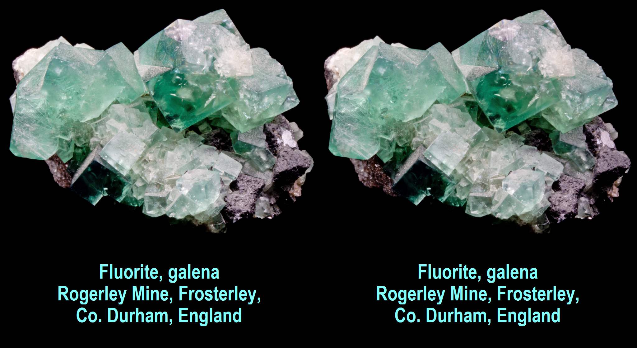 Fluorite, galena - Rogerley Mine, Frosterley, Co. Durham, England