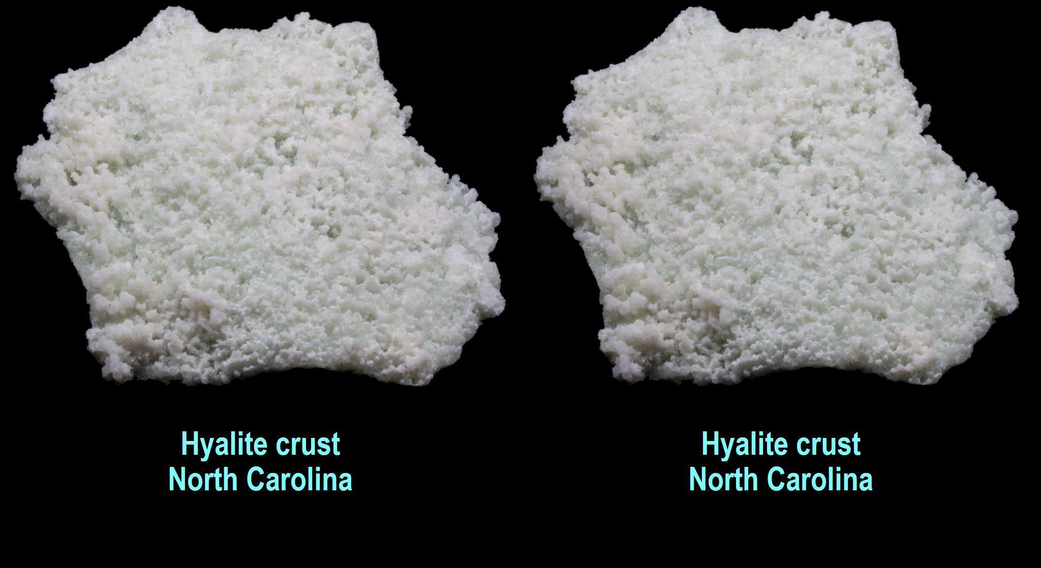 Hyalite opal crust, North Carolina