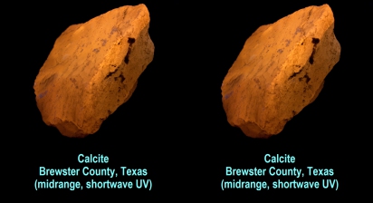 Calcite, Brewster Co., Texas (midrange, shortwave UV)