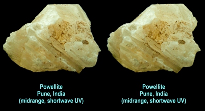 Powellite, Pune, formerly Poona, India (MR, SW UV)