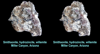 Smithsonite, hydrozincite, willemite, Miller Canyon, Arizona