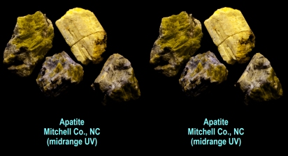 Apatite, Mitchell Co., NC (midrange UV)