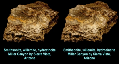 Smithsonite, willemite, hydrozincite, Miller Canyon by Sierra Vista, Arizona