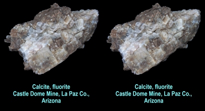 Calcite, fluorite, Castle Dome Mine, La Paz Co., Arizona