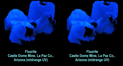 Fluorite, Castle Dome Mine, La Paz Co., Arizona (midrange UV)
