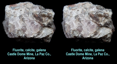 Fluorite, calcite, galena, Castle Dome Mine, La Paz Co., Arizona