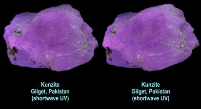 Kunzite - Gilget, Pakistan (shortwave UV)