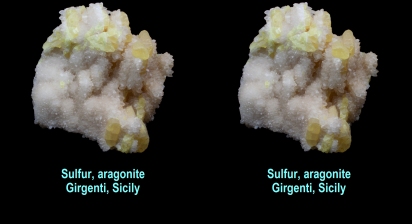 Sulfur, aragonite - Girgenti, Sicily