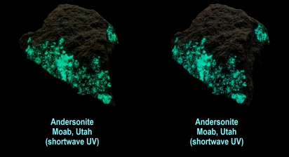 Andersonite - Moab, Utah (shortwave UV)