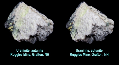 Uraninite, autunite - Ruggles Mine, Grafton, NH
