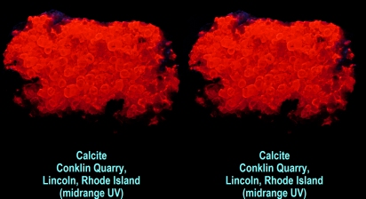 Calcite - Conklin Quarry, Lincoln, Rhode Island (midrange UV)