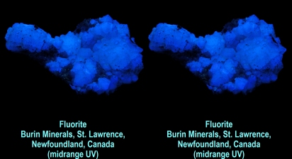 Fluorite, Burin Minerals, St. Lawrence, Newfoundland, Canada (midrange UV)