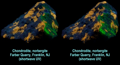 Chondrodite, norbergite - Farber Quarry, Franklin, NJ (shortwave UV)