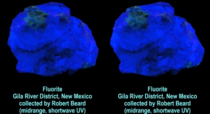 Fluorite - Gila River District, New Mexico - collected by Robert Beard (midrange, shortwave UV)