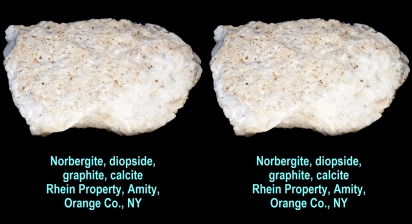 Norbergite, diopside, graphite, calcite - Rhein Property, Amity, Orange Co., NY