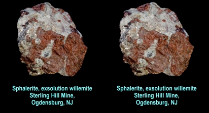 Sphalerite, exsolution willemite - Sterling Hill Mine, Ogdensburg, NJ