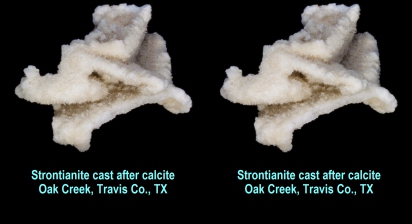 Strontianite cast after calcite - Oak Creek, Travis Co., TX