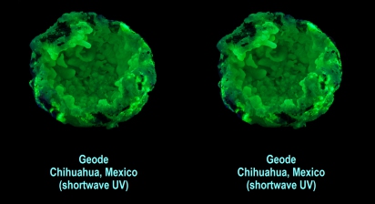Geode - Chihuahua, Mexico (shortwave UV)