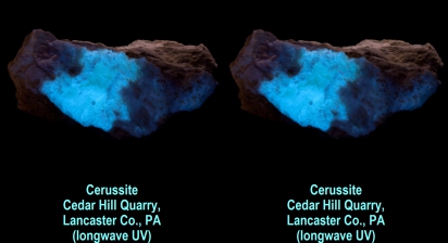 Cerussite - Cedar Hill Quarry, Lancaster Co., PA (longwave UV)