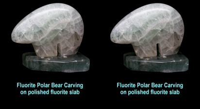 Fluorite Polar Bear Carving on fluorite Polished Slab