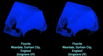 Fluorite - Weardale, Durham City, England (longwave UV)