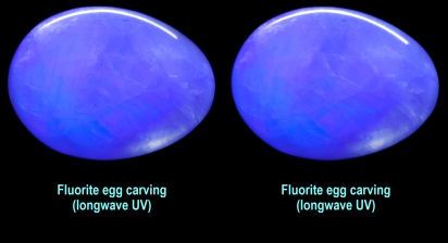 Fluorite egg carving (longwave UV)