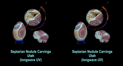 Septarian Nodule Carvings - Utah (longwave UV)