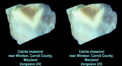 Calcite (massive) - Near Windsor, Carroll Co., MD (longwave UV)