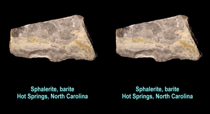 Sphalerite in barite - Hot Springs, NC