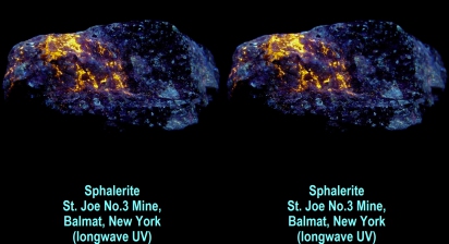 Triboluminescent sphalerite - St.Joe No.3 Mine, Balmat, NY (longwave UV)