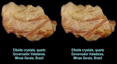 Elbaite crystals in quartz - Governador Valadares, Minas Gerais, Brazil
