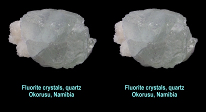 Fluorite crystals in quartz - Okorusu, Namibia