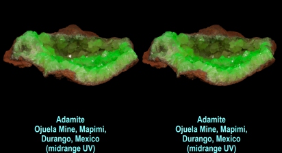 Adamite, Ojuela Mine, Mapimi, Durango, Mexico (midrange UV)