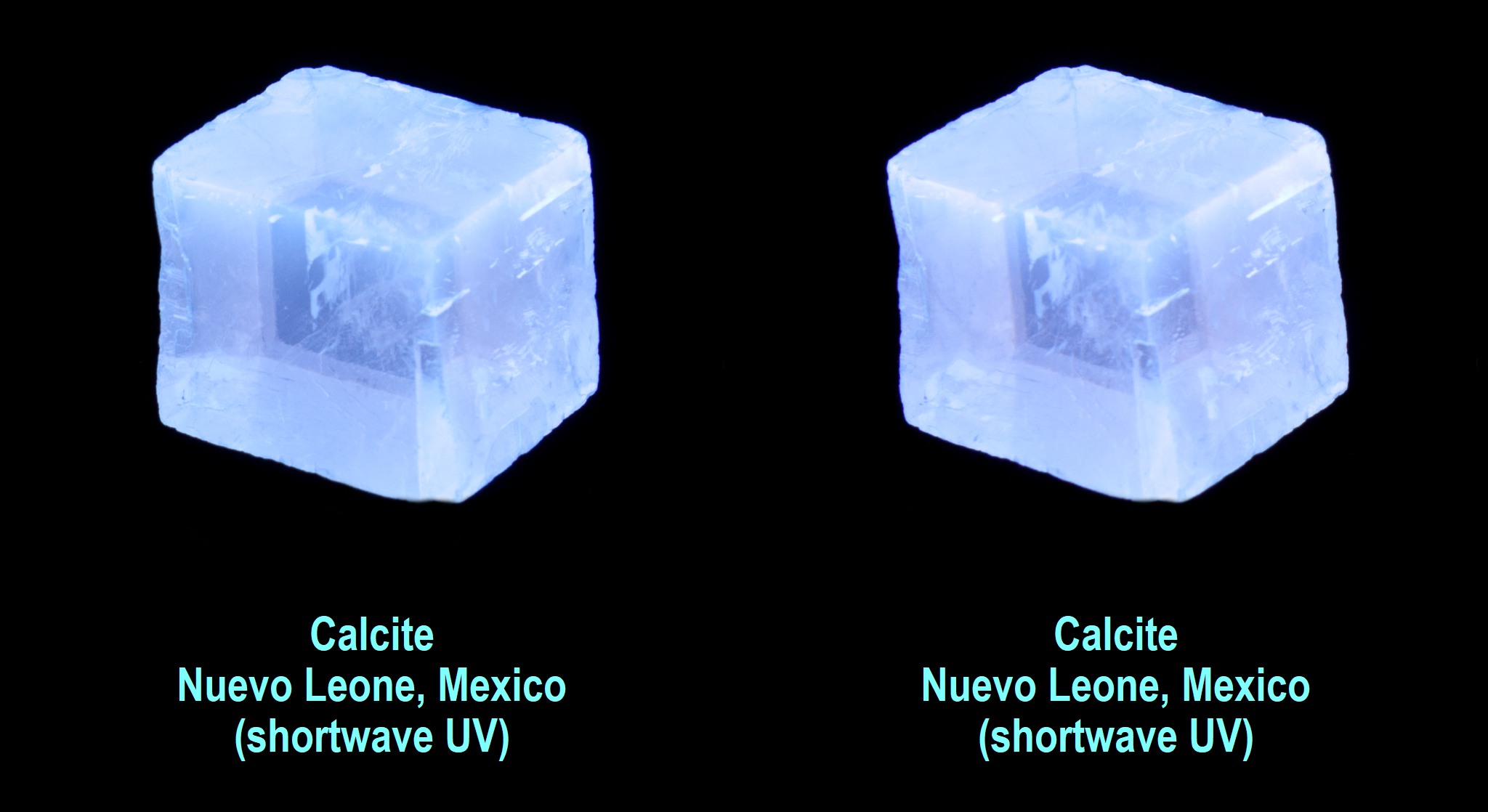 Calcite, Nuevo Leone, Mexico (shortwave UV)