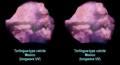 Terlingua-type calcite, Mexico (longwave UV)