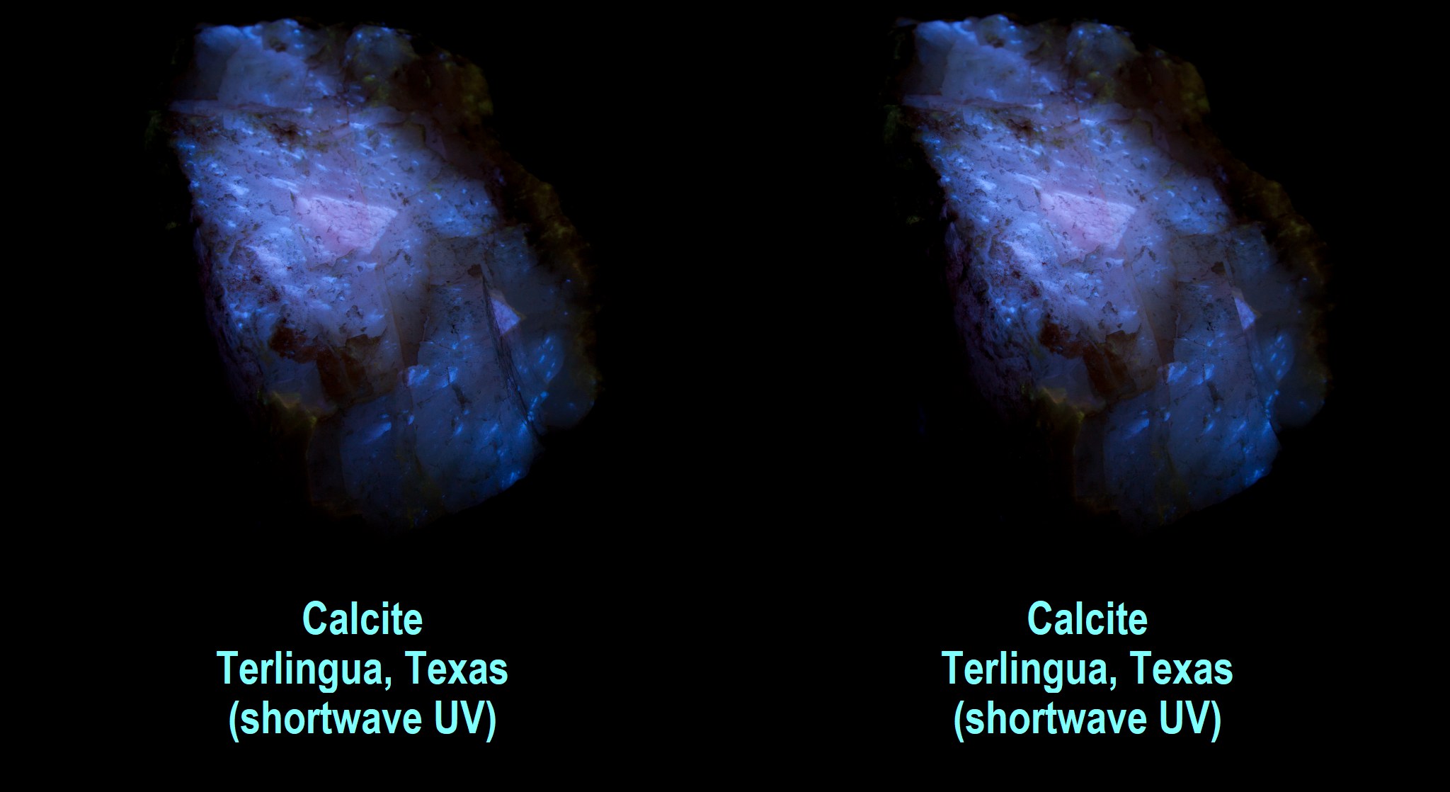 Calcite, Terlingua, Texas (shortwave UV)
